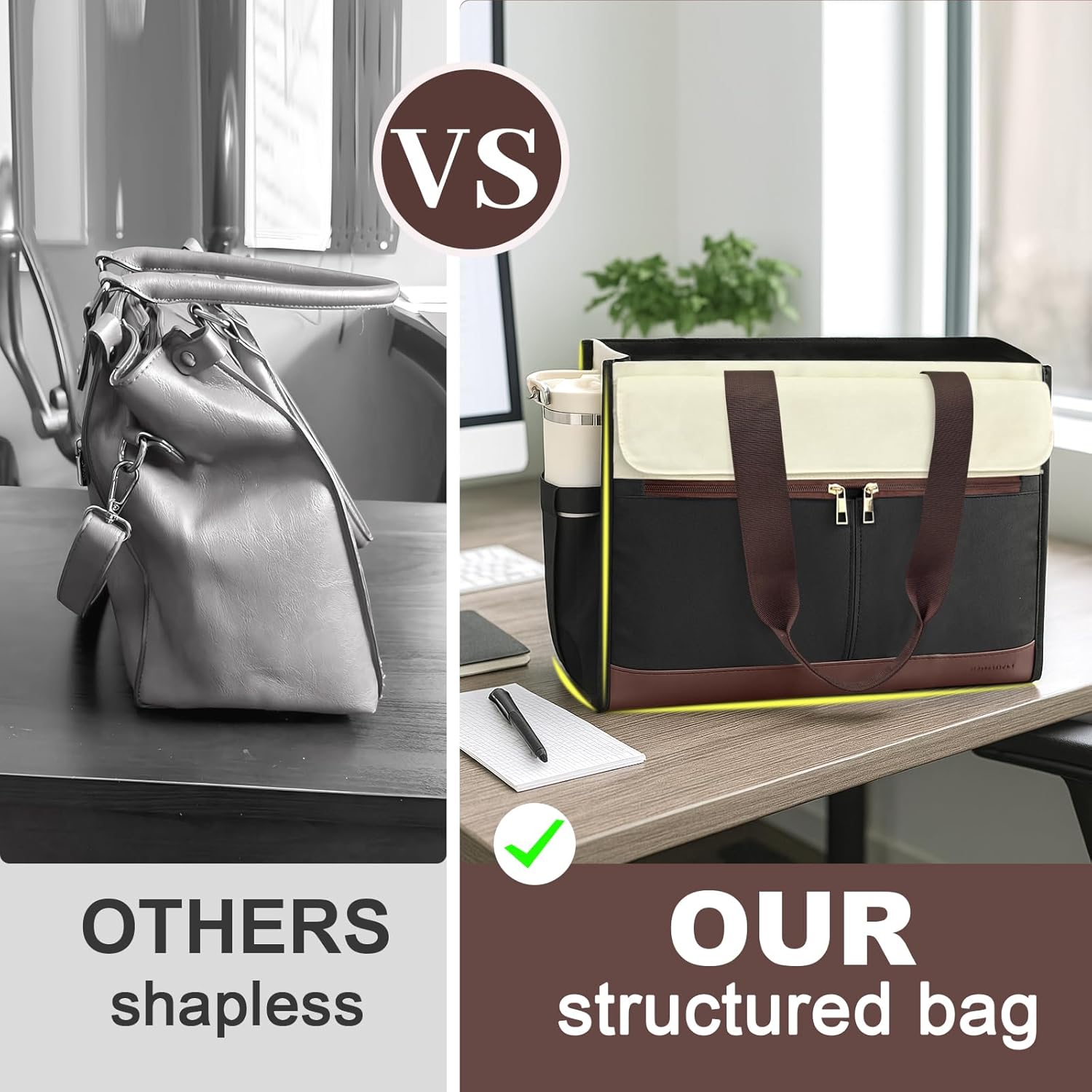 Laptop Bag for Women - 15.6 Inch Tote Work Bag with Compartments Nurse Teacher Bag Large Lightweight Office Handbag - Image 7