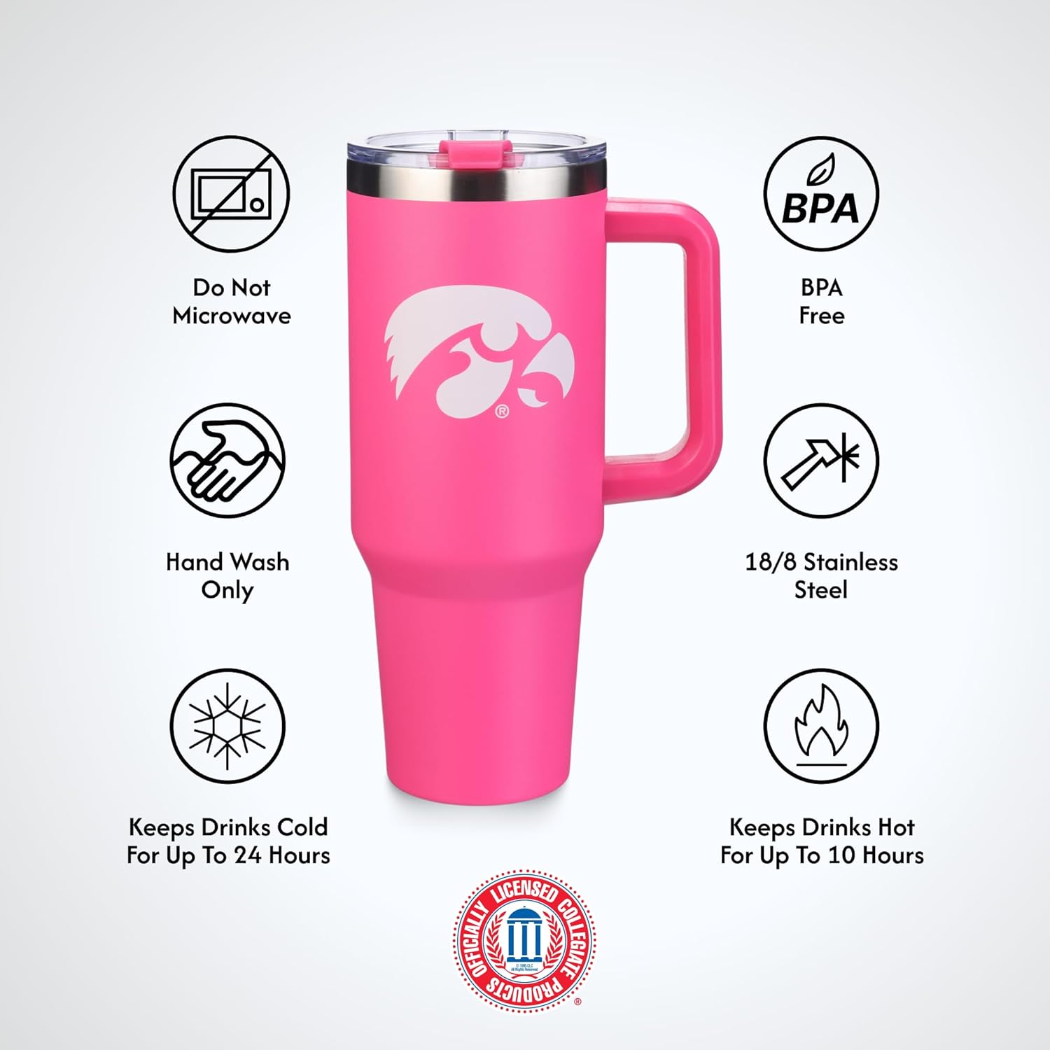The Memory Company | Licensed NCAA 40oz Pink Game Day Tumbler with Team Logo - Image 5