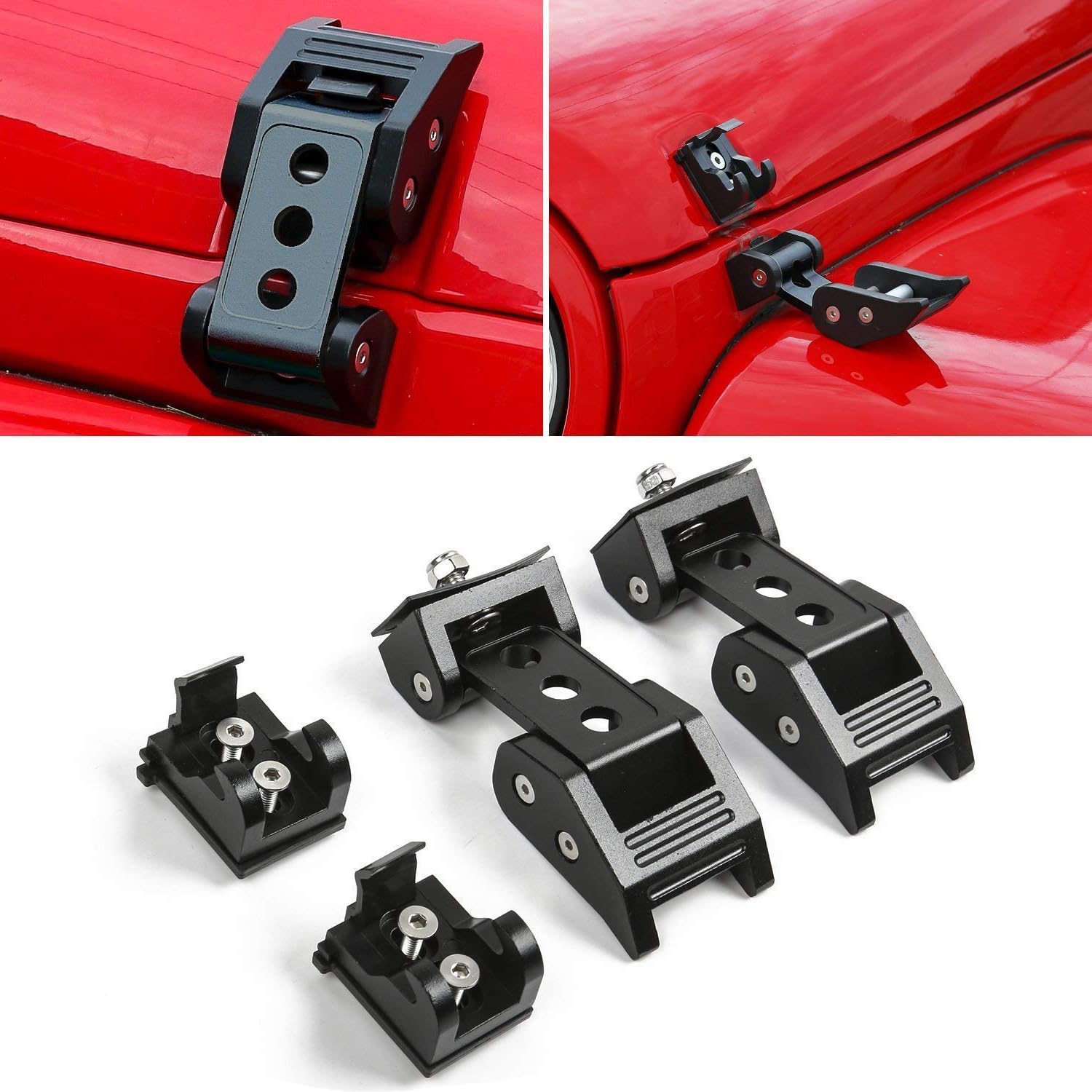 Unifizz Lot de 2 loquets de verrouillage pour capot de voiture pour Jeep Wrangler JK JL Gladiator JT Noir