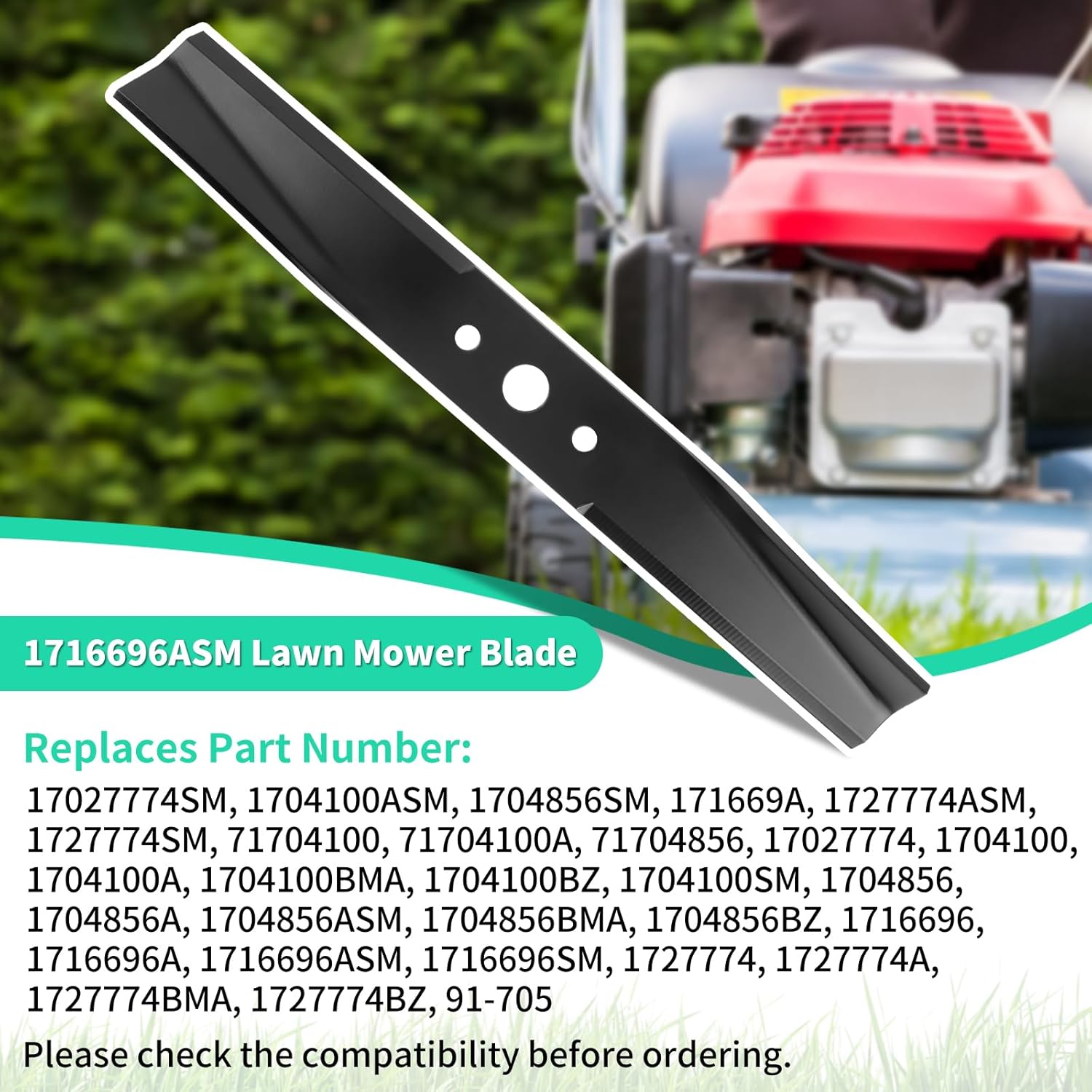1716696ASM High Lift Blades for 44" Mower Deck, Compatible with Simplicity Broadmoor Landlord Snapper, Replaces 1716696 1727774 1727774ASM 1704100 1704100ASM, 3 Pack