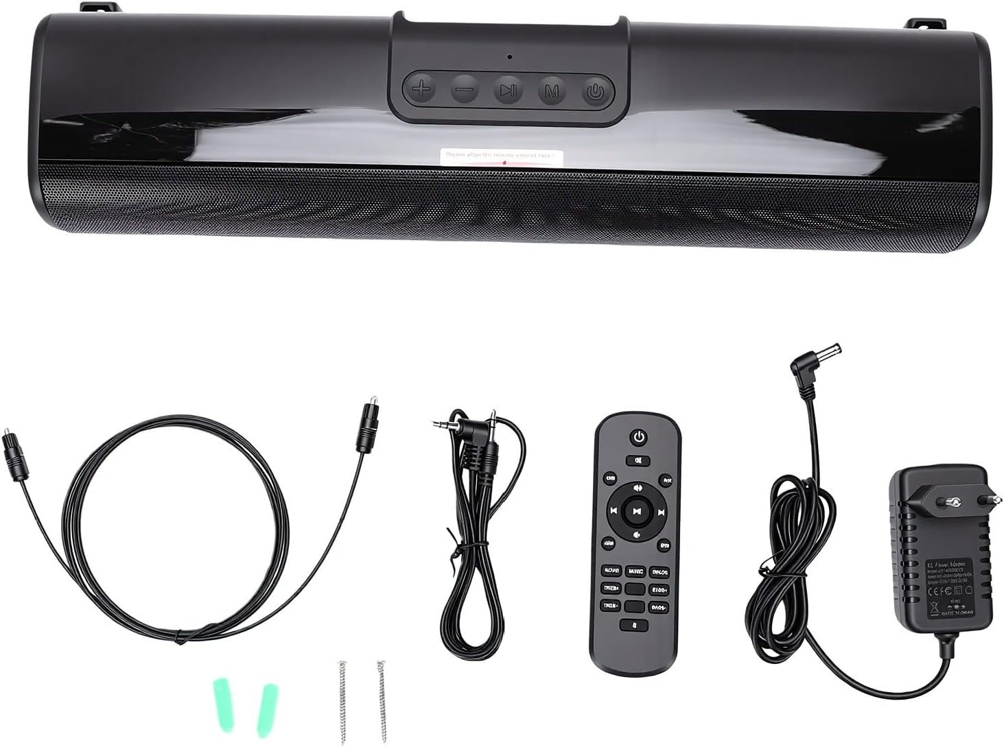 LICAEVEY Sound Bar for Smart TV, TV Speaker 60W 2.0 Channel Bluetooth 5.0, Home Theater Sound Bar with Dual Tweeters and Woofers for PC Projector (US Plug)
