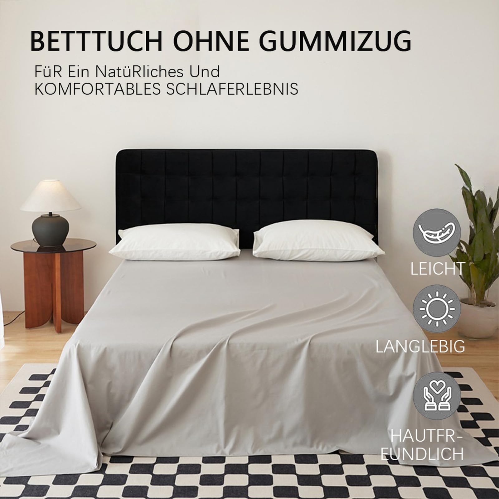 Bettlaken 200 x 230cm Leintuch ohne Gummizug Hellgelb | Leintuch aus 100 % Baumwolle Betttuch für Doppelbett zarte Hautfreundlichkeit Glatt und pflegeleicht