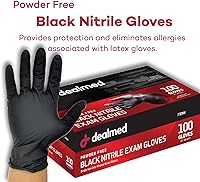 Vista 4 de Dealmed Black Nitrile Exam Gloves – Disposable Multi-Purpose Use Medical Gloves Use for First Aid and Medical Facilities