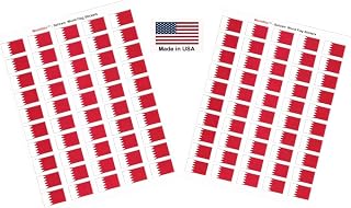 100 Bahrain Flag Stickers, Two Sheets of 50, 1.5" x 1" Made in America Self Adhesive Country Flag Scrapbook Stickers, Two Sheets of 50, 100 Sticker Decal Flags