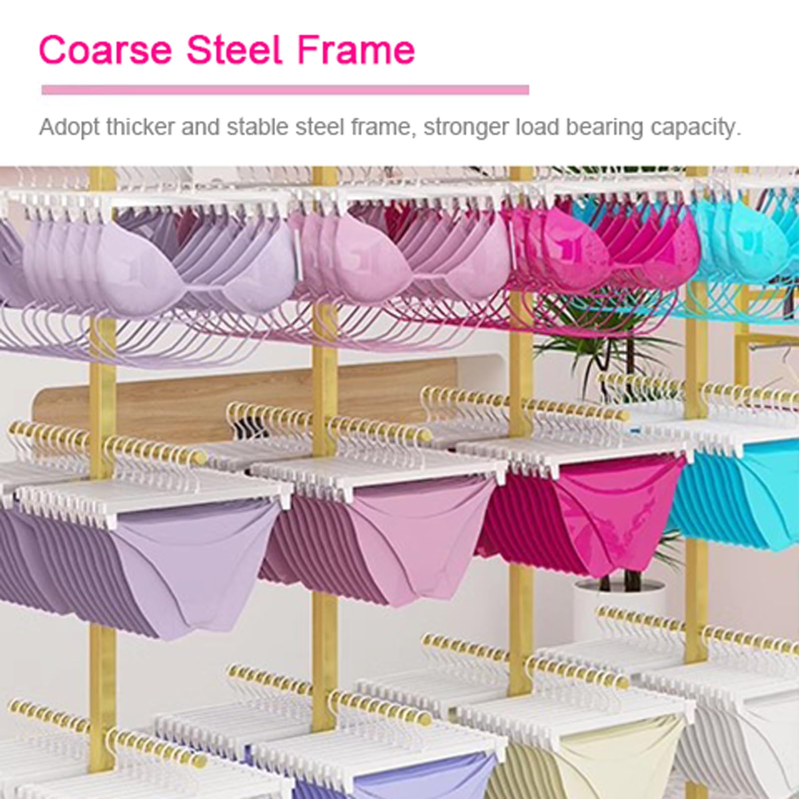 Espositore Commerciale per Biancheria Intima, scaffale in Metallo da Pavimento per Lingerie, Calze, Reggiseni, Slip, Sciarpe, Soluzione di stoccaggio per Indumenti su Entrambi i la