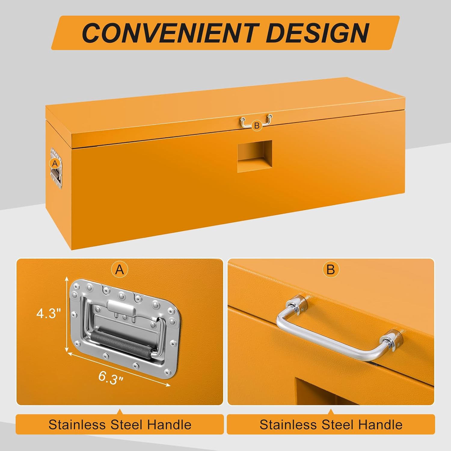 48" Truck Tool Box,Heacy Duty Metal Storage Organizer with Strong locking tongue,Trailer Tongue Box with Safe Hinge, for Truck,Pickup,RV,Garage,Best gift for family and friend,Yellow Power Coating