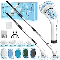 Vista 1 de SZFIXEZ SXT-160 - Cepillo eléctrico de limpieza de ducha, 2 velocidades ajustables, inalámbrico, con 8 cabezales de cepillo reemplazables para Negro