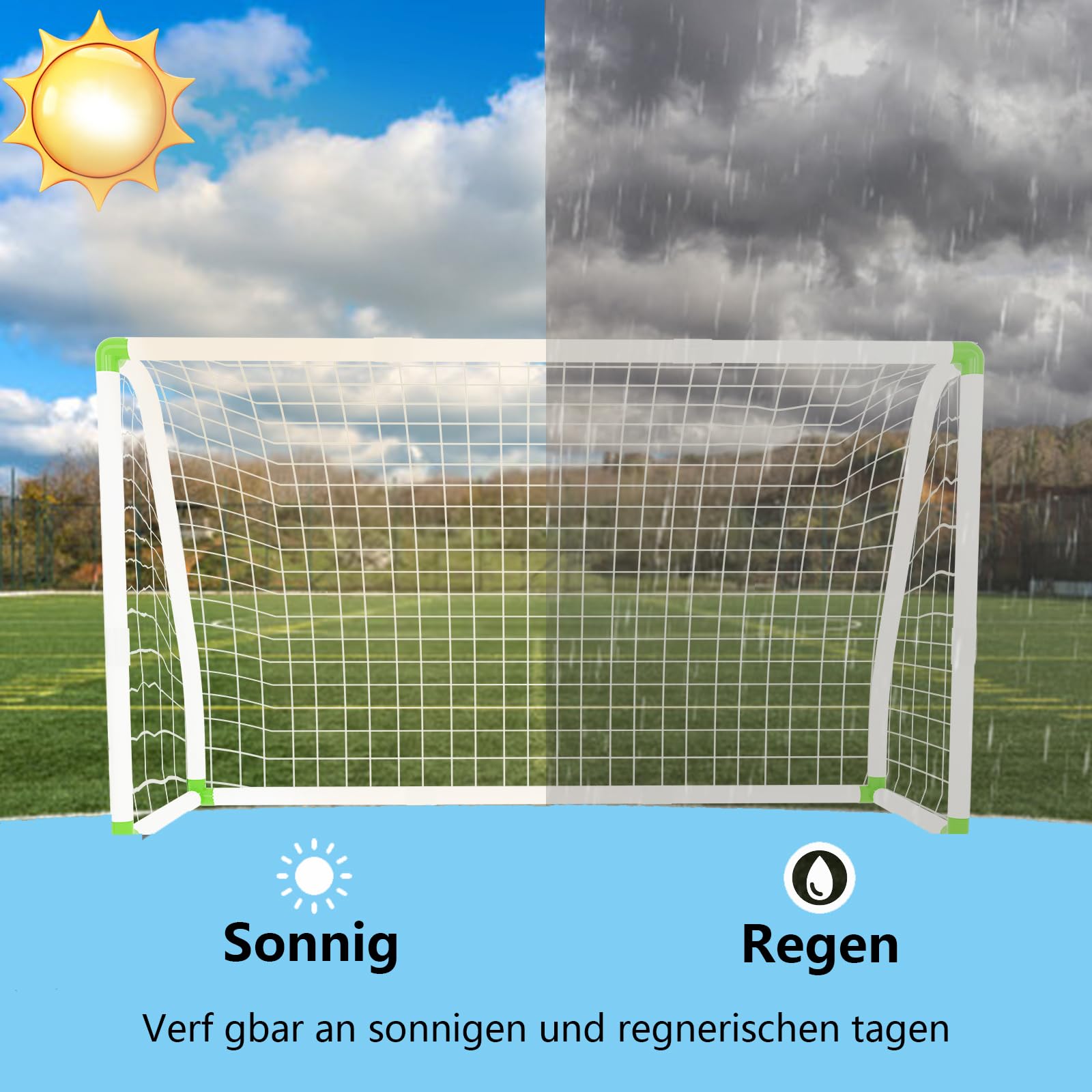 PVC Fußballtor 180x120x80cm - Fußballtore mit Netz Geeignet für Garten, Strand und Park, Trainings Fußballnetz, Fußball Tor Torwand Ideales Tor für Kinder und Erwachsene