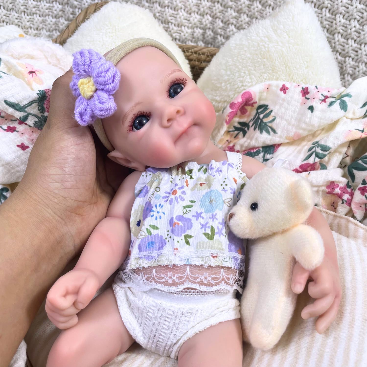 MRB Silicone Reborn Baby Dolls, 12 Inch Realistic Newborn Baby Dolls, Full Solid Silicone Reborn Washable Girl Doll Gift for Collectors & Kids Ages 3+