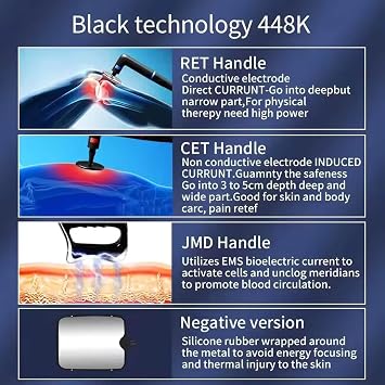 448KHz RF Therapy Machine – Dual RET & CET Mode for Face Lifting, Body Slimming & Pain Relief | Treats Dysmenorrhea, Sports Injury | Skin Tightening, 34 * 39 * 28 Cm,Black