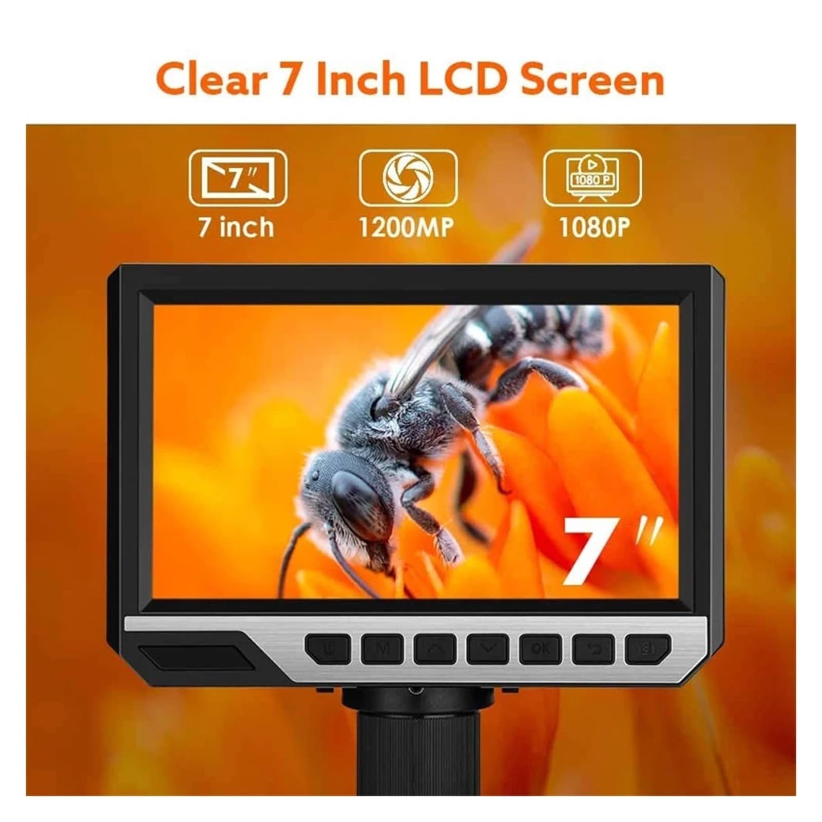 2000X Digitalmikroskop 7-Zoll-HD-Display Elektronisches Industrie-USB-Mikroskop mit Doppellinse, Kamera, Zoom-Lupe, Endoskop