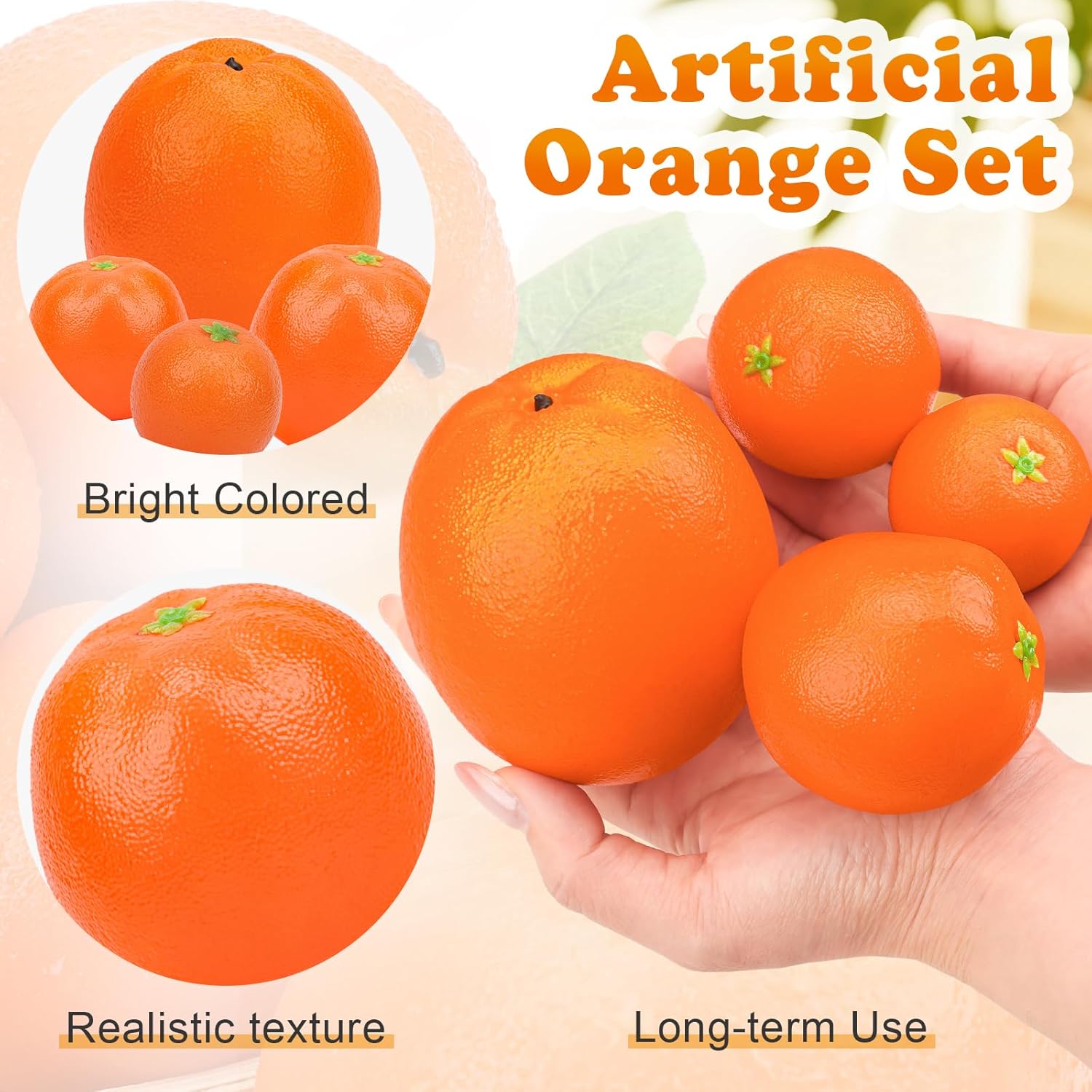 Gresorth 25pcs Artificial Lifelike Orange Set Fake Realistic Fruit Model Home House Kitchen Food Centerpieces Decoration Party Display