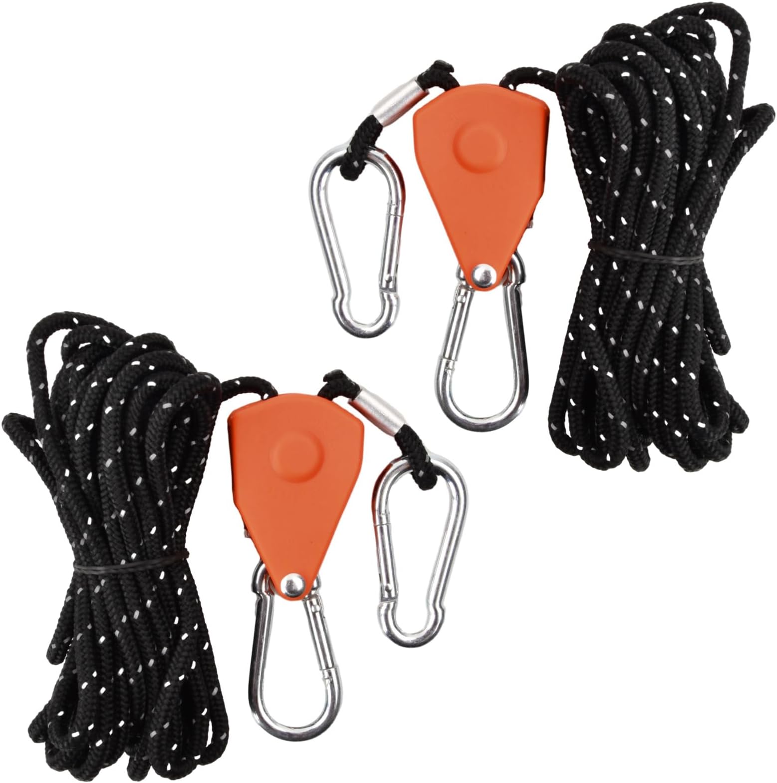 Pack of 2 reflective guy ropes rope, 4 m tent cord with guy buckle, rope tensioner for grow tent, plant lamps, nylon cord, tension cord, camping cord, storm band for awning, washing line