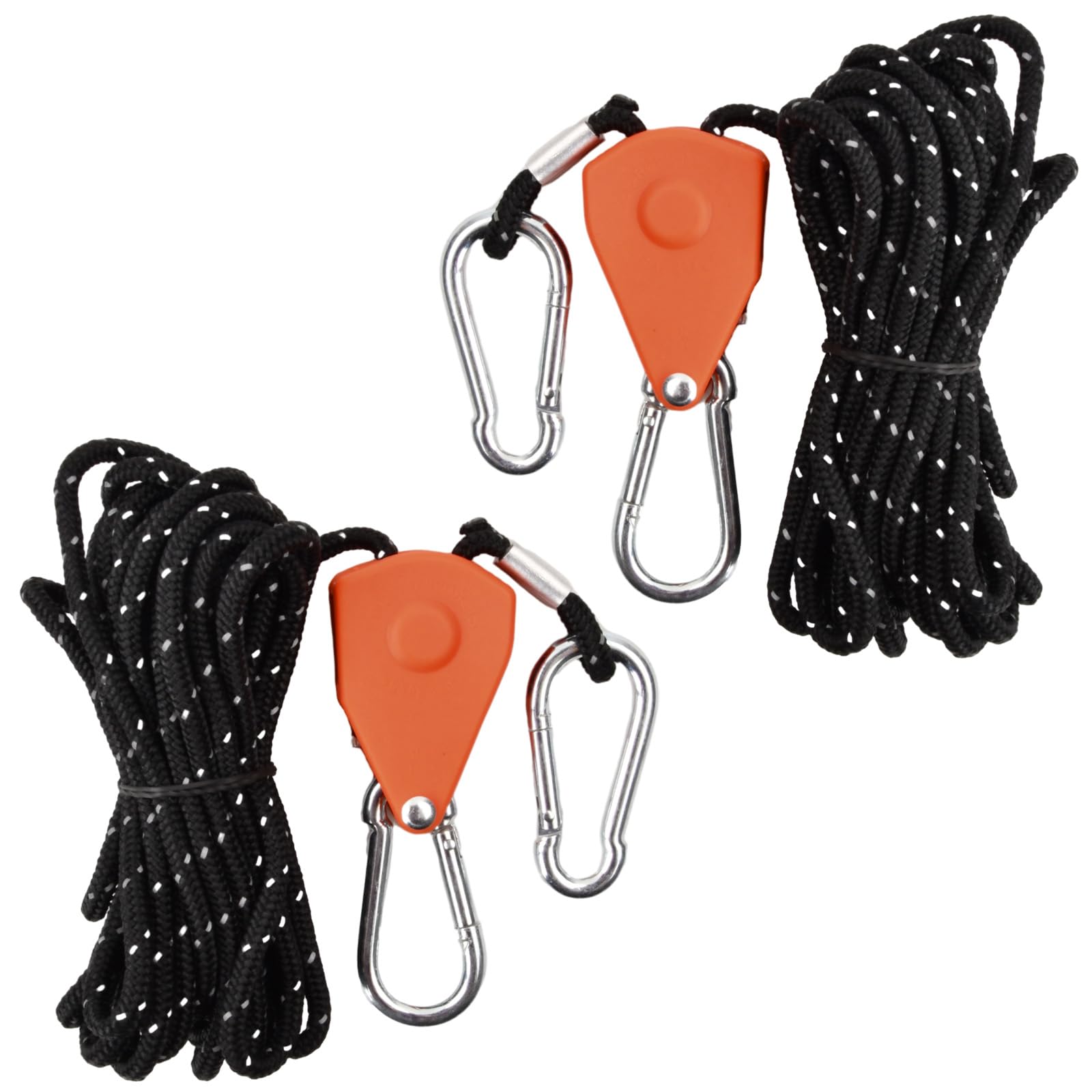 Pack of 2 reflective guy ropes rope, 4 m tent cord with guy buckle, rope tensioner for grow tent, plant lamps, nylon cord, tension cord, camping cord, storm band for awning, washing line