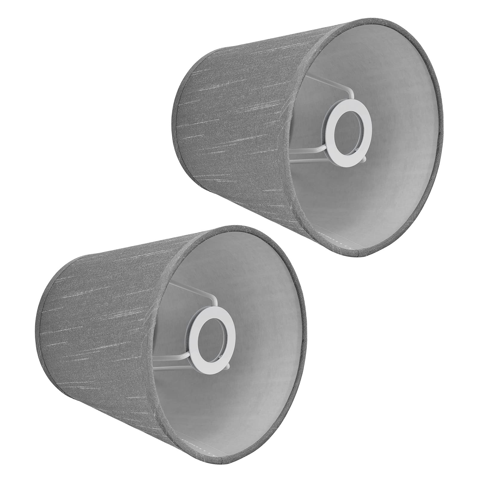 Lamp Shades for Table Lamps, Small Lampshade Replacement Lamp Cover European Style Fabric Natural Linen Handmade Crafted for E14 Chandelier Table Lamp Floor Lamp 2Pcs(Grey)