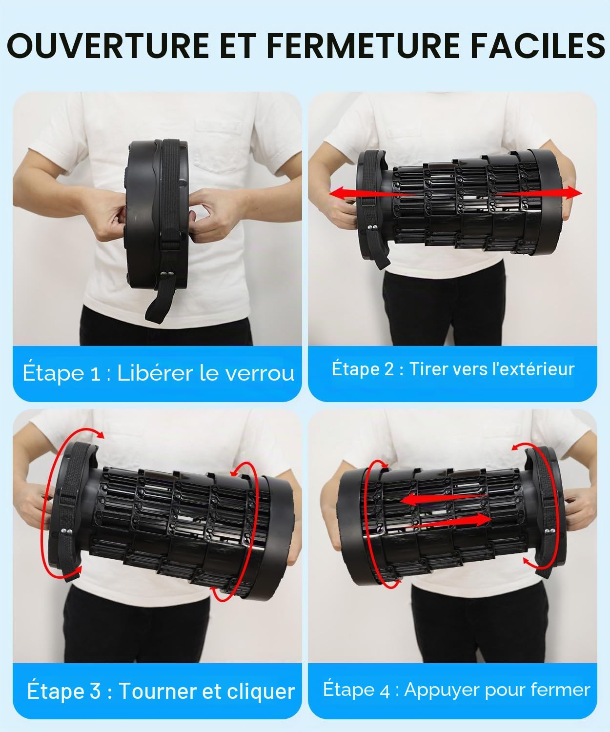 Tabouret Télescopique Pliant & Portable, Tabouret Pliable à Hauteur Réglable, Stable et Compact pour Camping, Pêche et Randonnée