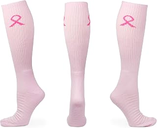 Pink Ribbon Breast Cancer Awareness Youth Football Socks - Breast Cancer Awareness Socks for Athletes - 1 Pair