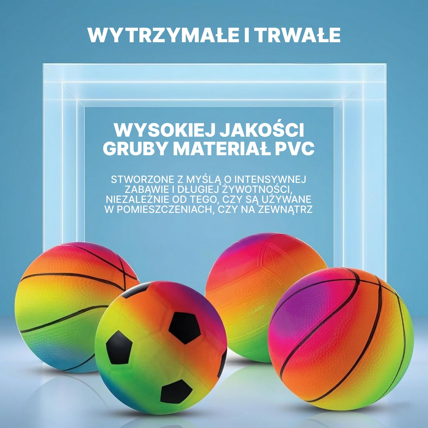 Piłki sportowe Mini Rainbow – 5 cali (w zestawie 4 sztuki) nadmuchiwane piłki winylowe dla dzieci i małych dzieci z ręczną pompką, neonową piłką do koszykówki, piłką nożną i siatkówką do placu zabaw