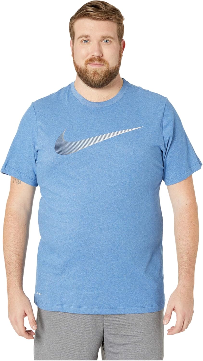 Nike mens Sportswear Swoosh T Shirt Large Light Game Royal Heather/Obsidian