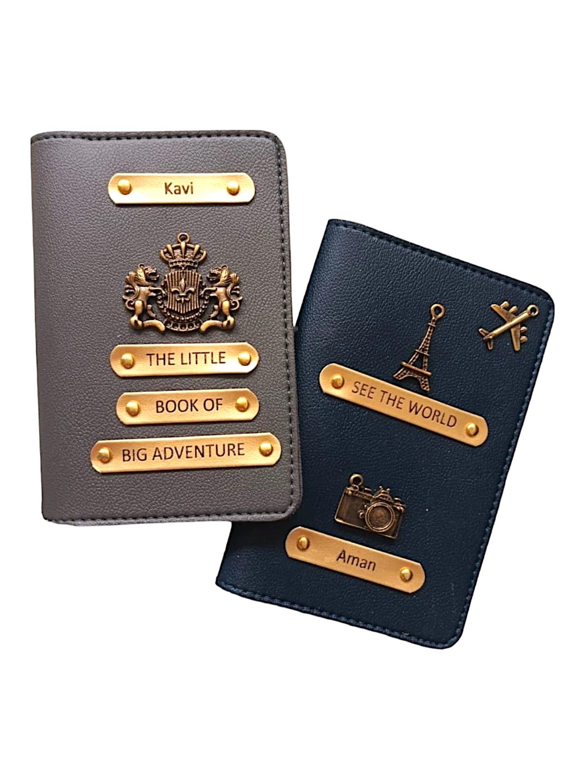 Customised Captioned Passport Holder with Name and Charm Combo Pack| 2 in one Pack Passport Holder| Best Caption Design with Name and Charm Brown & Black-image-35