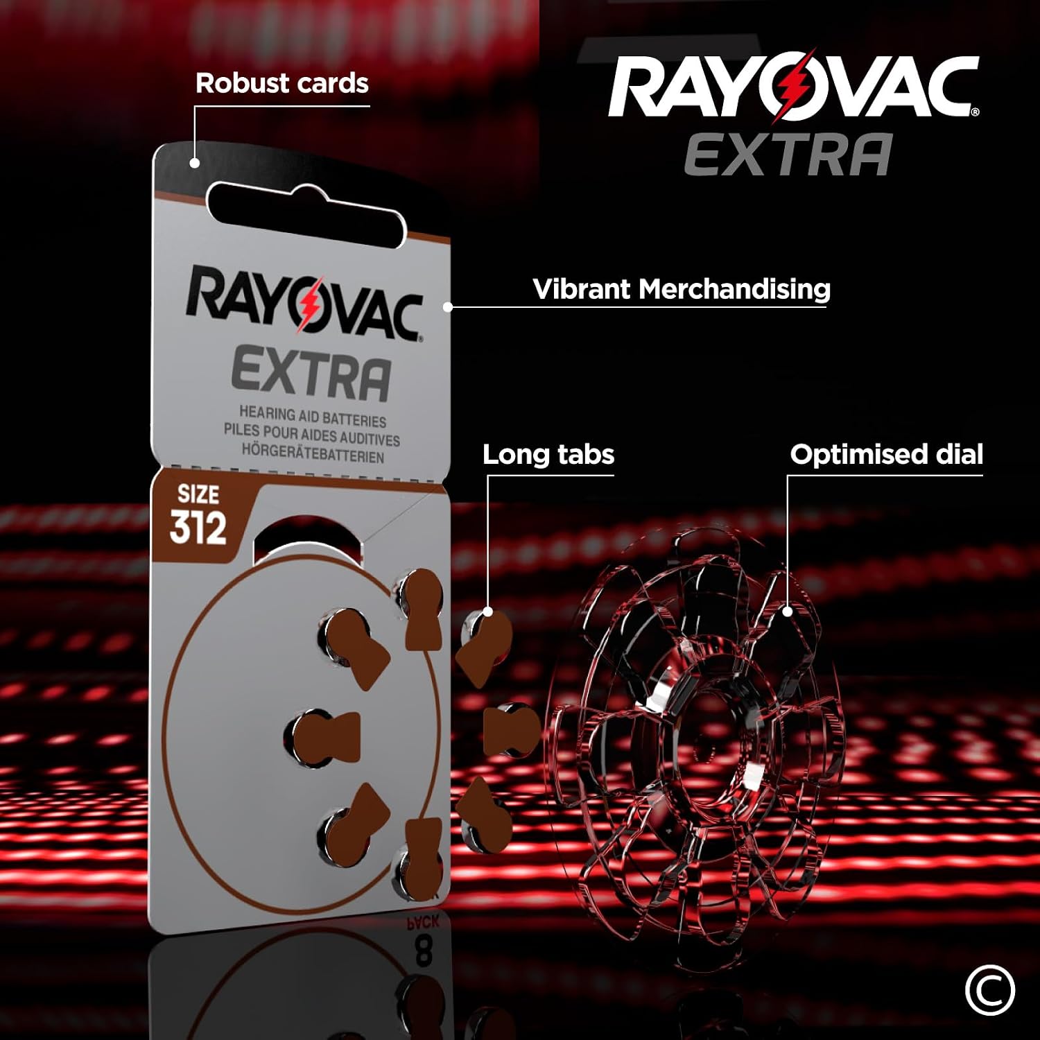 80 батареек для слуховых аппаратов размера 312 Rayovac Extra + 8 батареек Udivita — 10+1 блистера по 8 штук