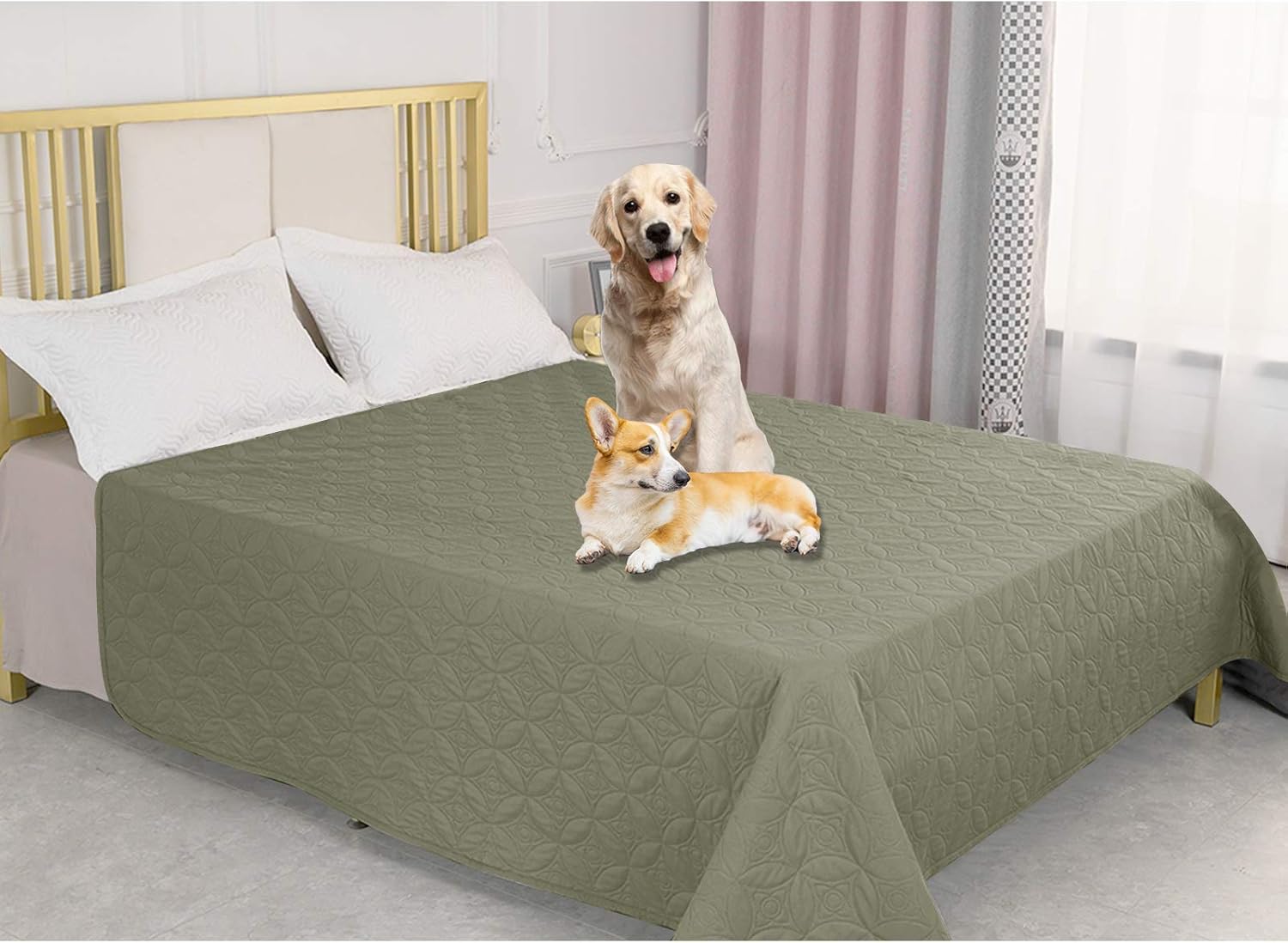 Tuffeel Waterproof Dog Bed Cover Pet Blanket for Furniture Bed Couch Sofa Reversible (52x82 Inches, Blue+Green) : Pet Supplies
