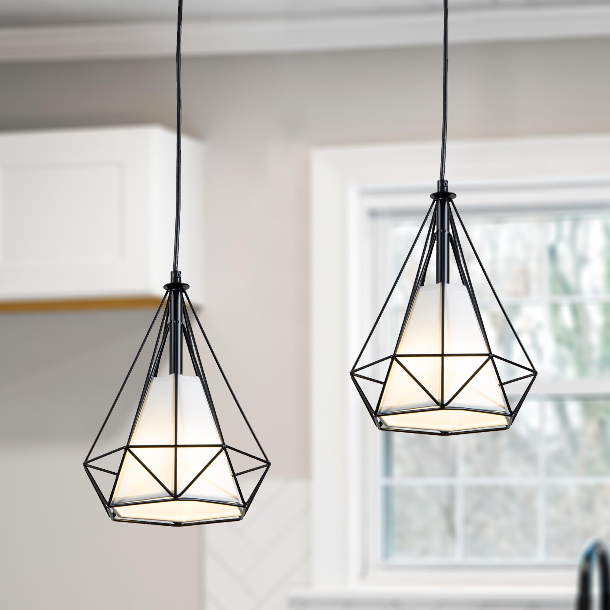 Black Pendant Light Fixtures for Kitchen Island 2 Pack Modern Pendant