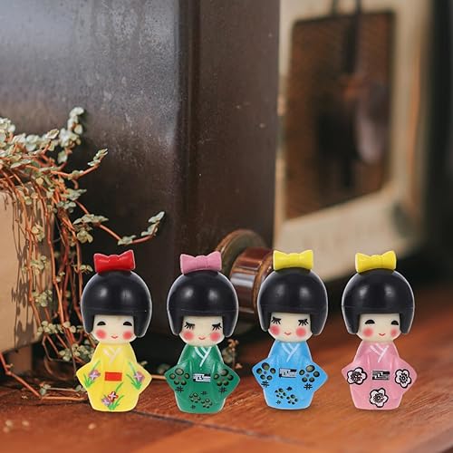 Miniatura 8 de Didiseaon 6 piezas de miniaturas japonesas Kimono Muñecas Ornamento Mini Adorno de Resina para el Hogar Restaurante Dormitorio Decoración de