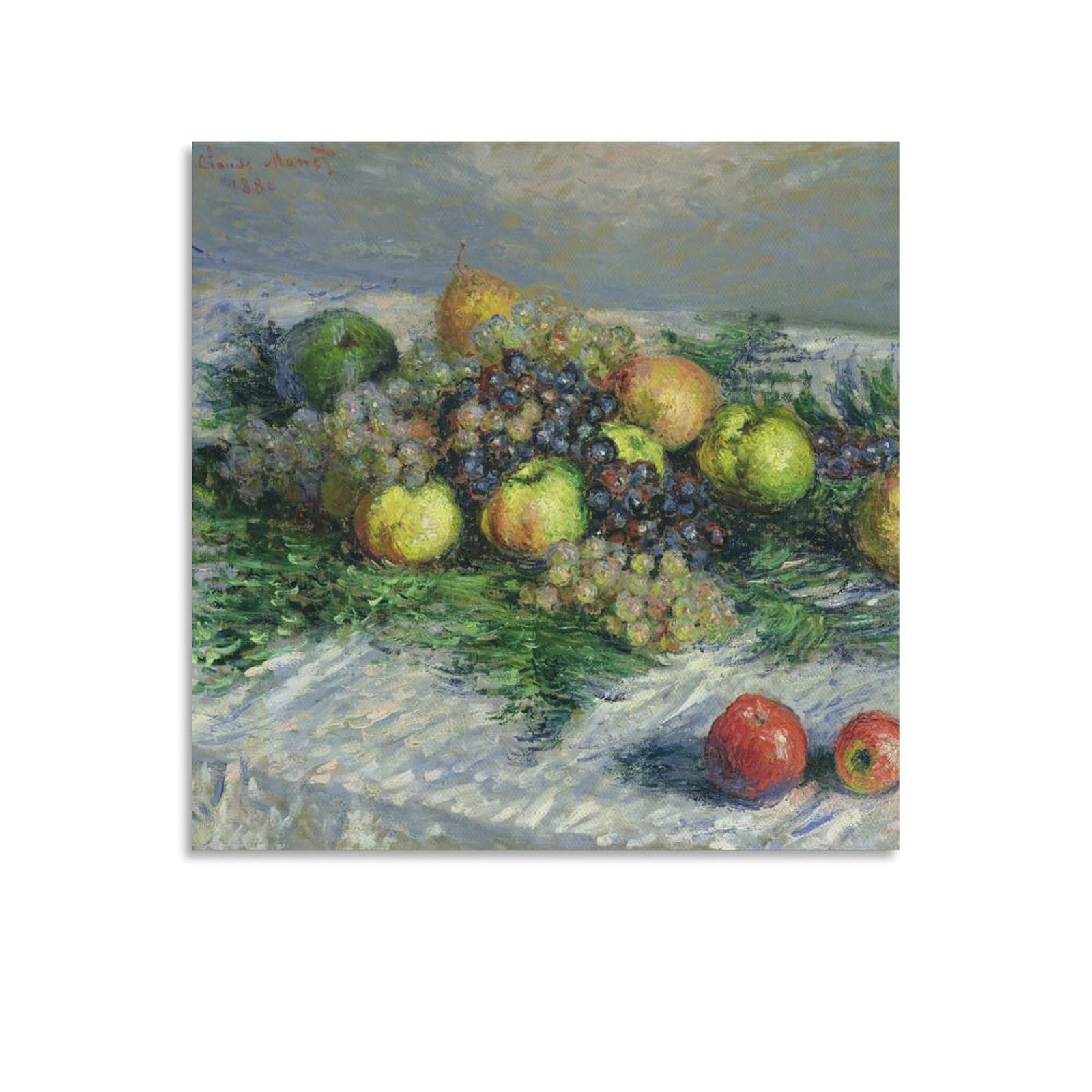 Still Life with Pears And Grapes, 1880 by Claude Monet Wall Art Prints Poster Picture Print Canvas Poster Wall Paint Art Posters Decor Modern Home Artworks 16x16inch(40x40cm)