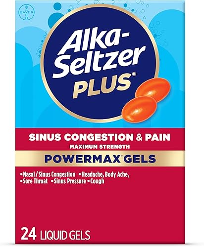 Miniatura 5 de Alka-Seltzer Plus Maximum Strength PowerMax - Geles líquidos para congestión sinusal y dolor con analgésico, reductor de fiebre, supresor de tos,