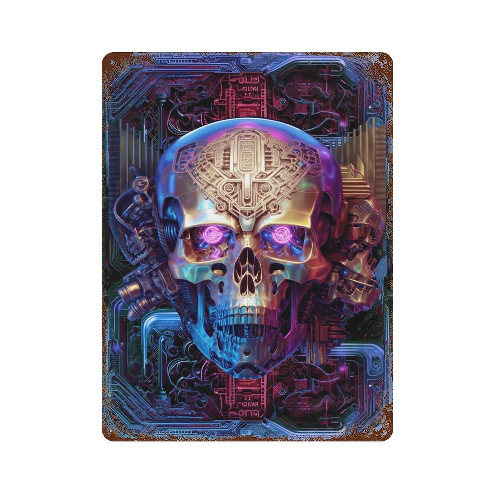 Skull Machine Neu Retro Metal Sign 15.7"x11.8", Shabby Chic Decor for Garage, Pub Or Kitchen