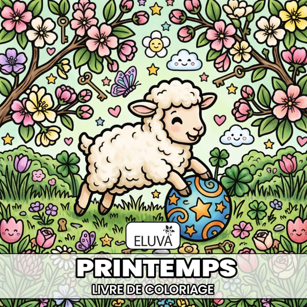 Printemps livre de coloriage: Cozy spring - 60 dessins simples avec lignes épaisses choisis pour adultes et seniors, Format carré, Motifs floraux et nature