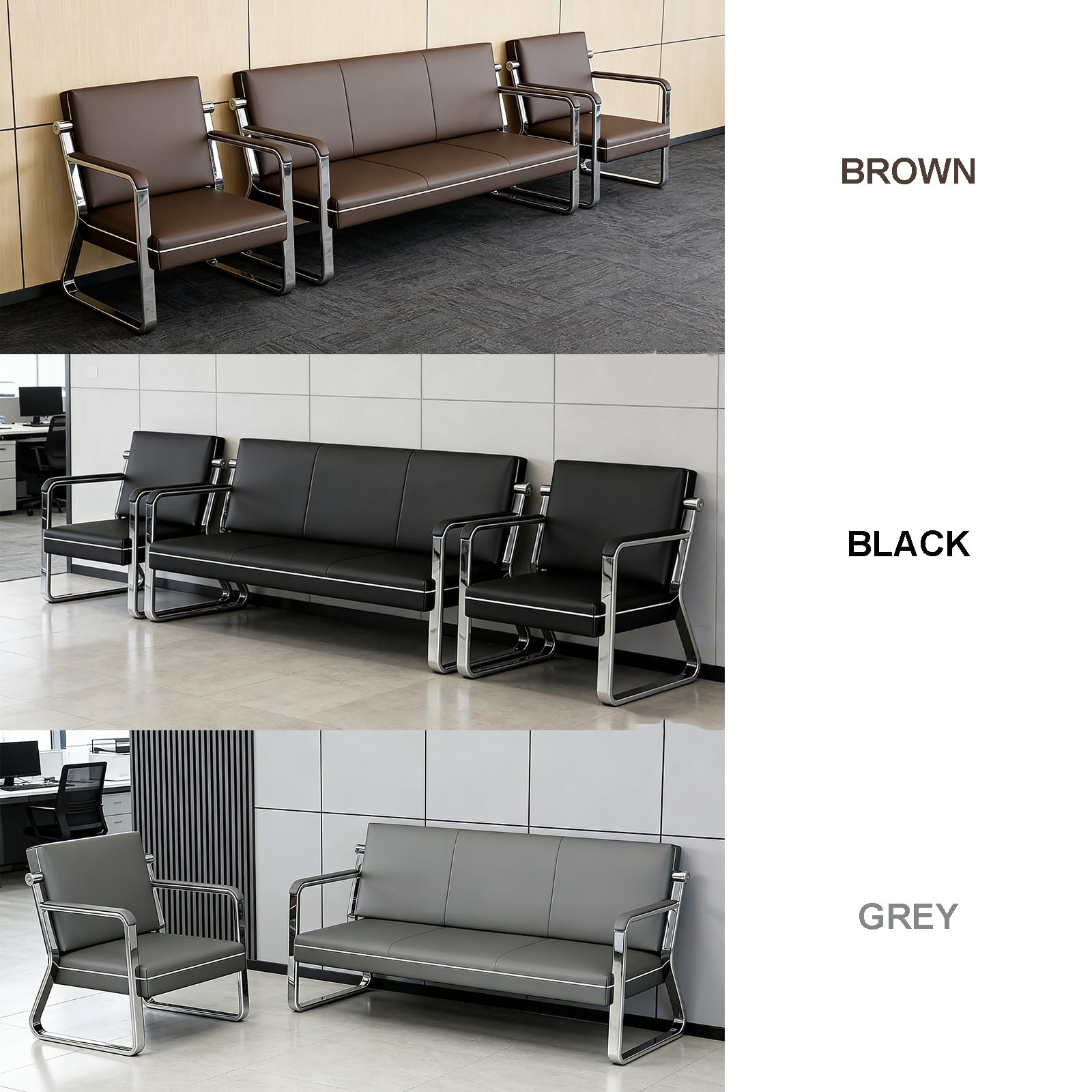 Wartezimmerbank mit Armlehne, Wartebank Gewerbliche Bürogastsitze, Empfangsstühle für Krankenhaus, Salon, Lobby(Gray,173x75x81cm)