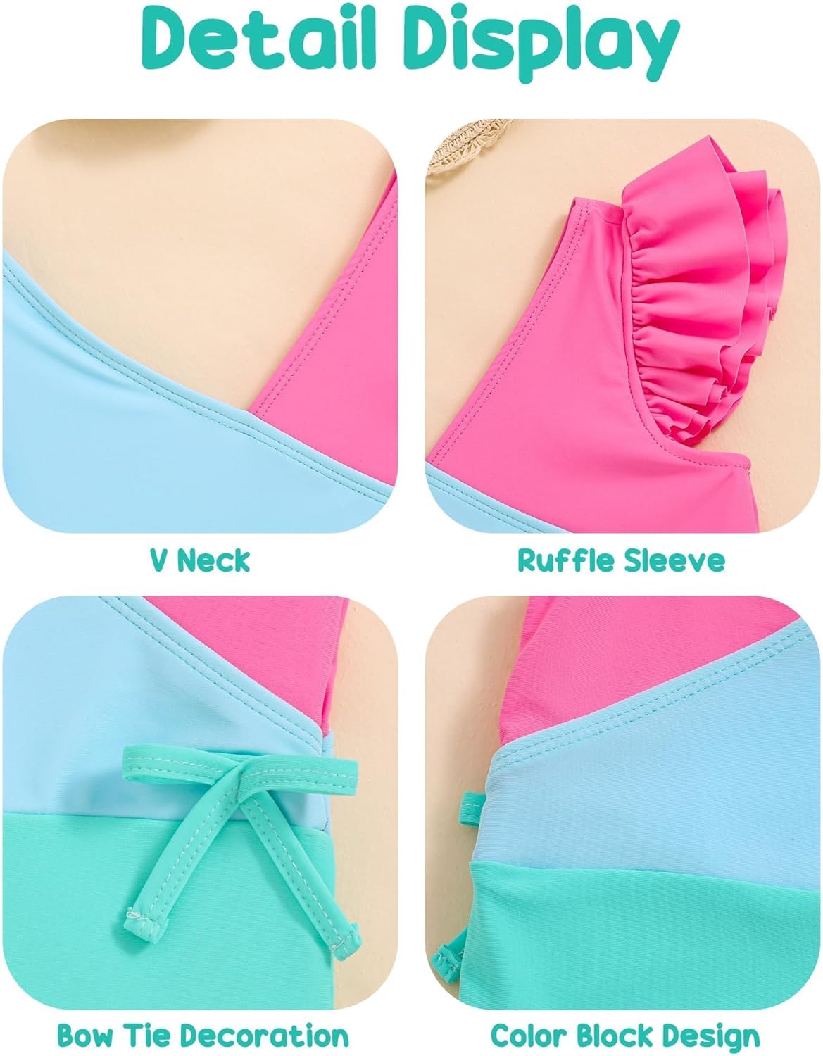 Mioglrie Toddler Baby Swimsuit Girl Bathing Suit Girl 2T 3T 4T 5T 6T Girls One Piece Swimsuits Color Block Swimwear - Image 4