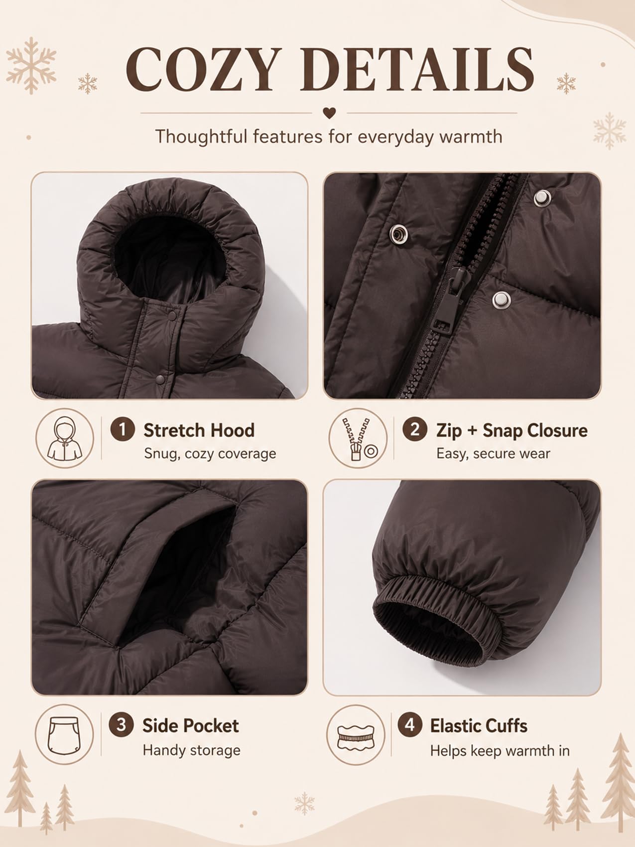 Piumino con Cappuccio Ragazze Cappotto Invernale Antivento Giacca Trapuntata Cerniere Giacca Calda Casual 4-13 Anni