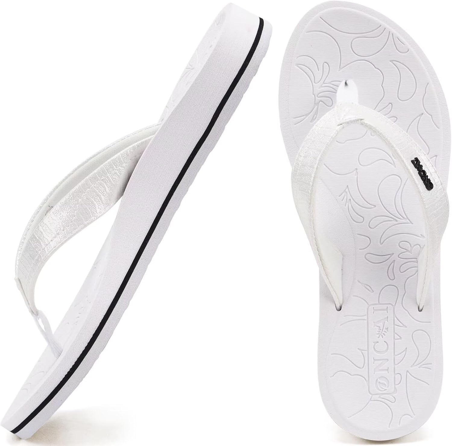 ONCAI Women's Flip Flops Comfortable Summer Beach Thong Sandals for Women with Cushion Walking Arch Support Yoga Mat Indoor Outdoor Soles