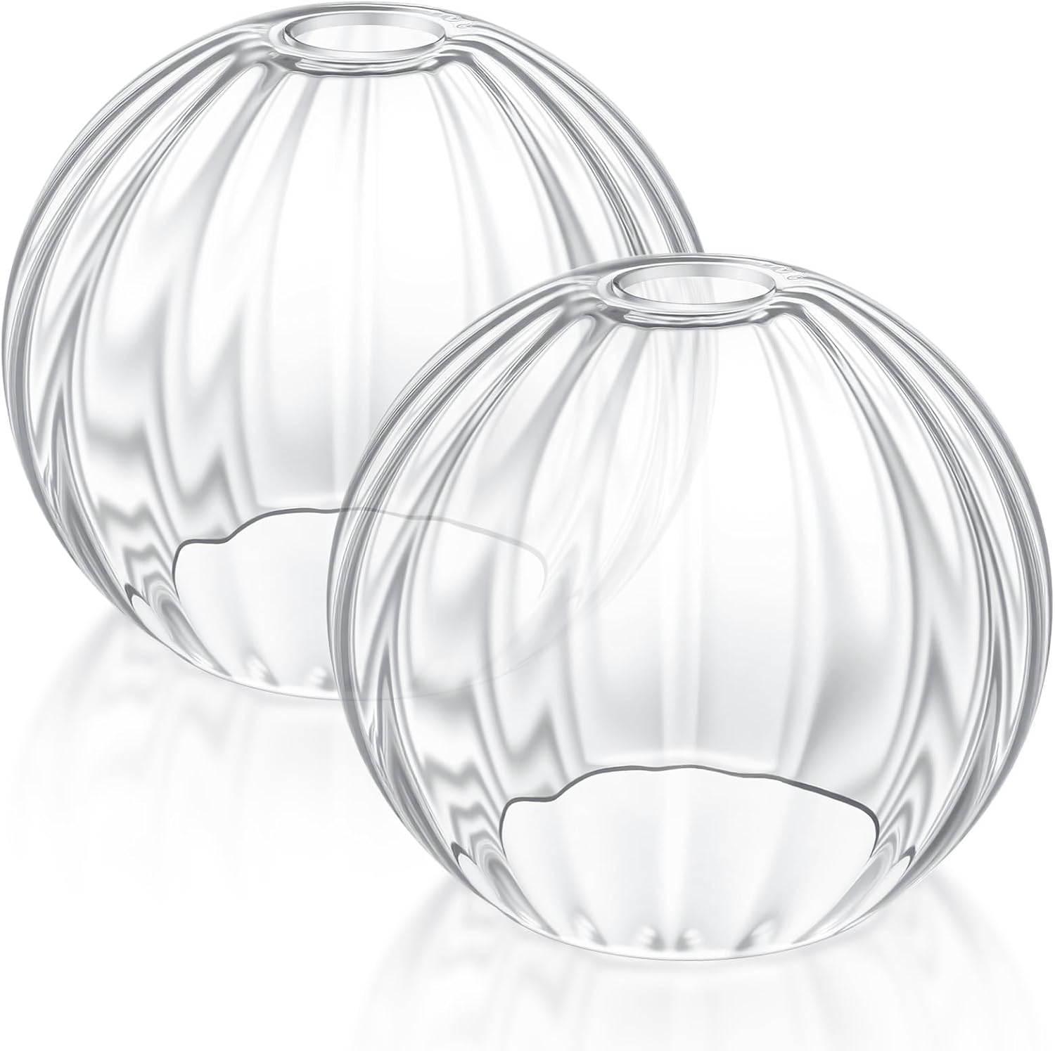 Retisee 2 Pcs Clear Glass Globe Lamp Shade Replacement E26 E27 Base 1-5/8 Inch (1.65 Inch) Fitter, 8" Diameter for Lighting Fixture Ceiling Light Cover Wall Floor Lamp Chandeliers Island Pendant Light
