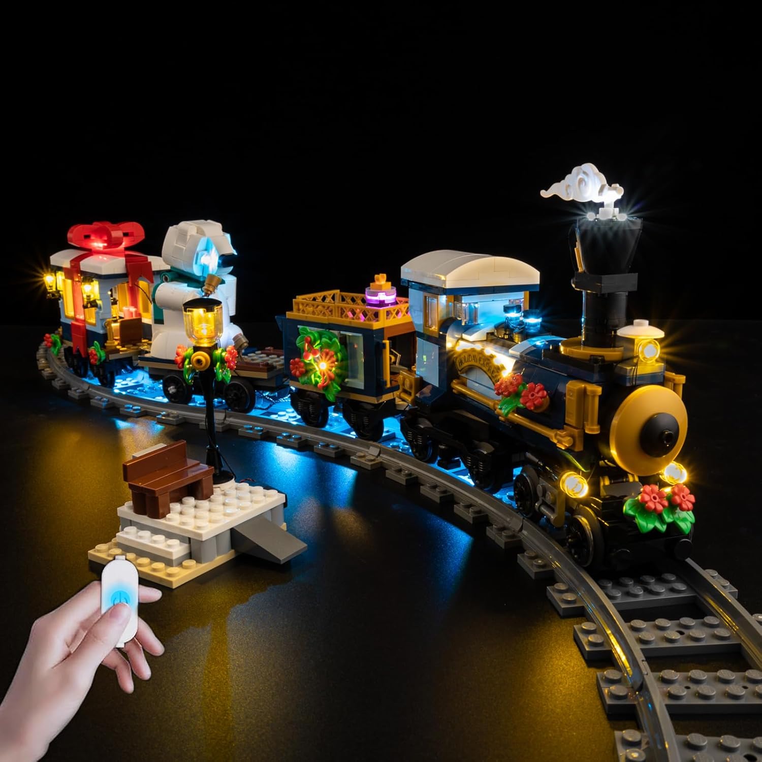 BrickSoul LED Light Up Kit Compatible with Lego Christmas Train 10361 Building Set, Upgrade Wired Dimmable Lighting Accessories for Lego Set, Not Included 10361 Model