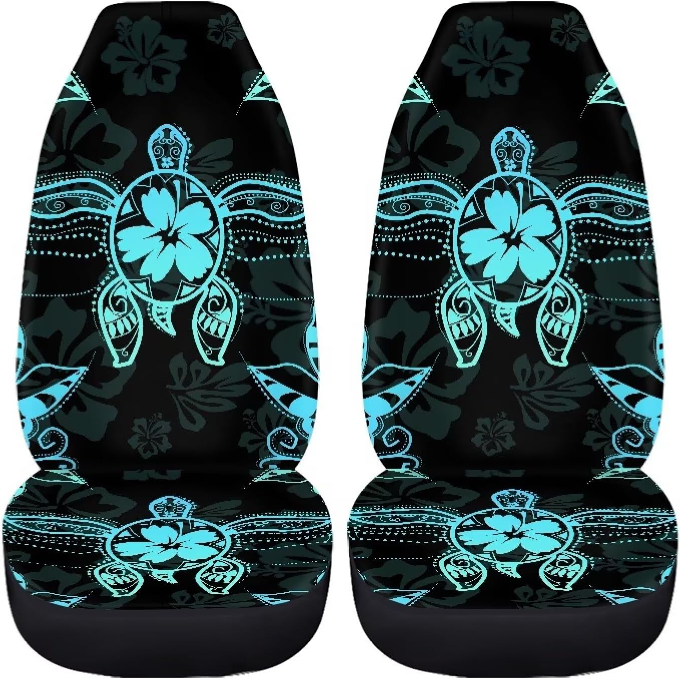 Turtle Hibiscus Pattern Auto Seat Covers, Waterproof Car Cushion Cover Stretchy Vehicle Interior Decorative Fit for Most Vehicle, Cars, SUV