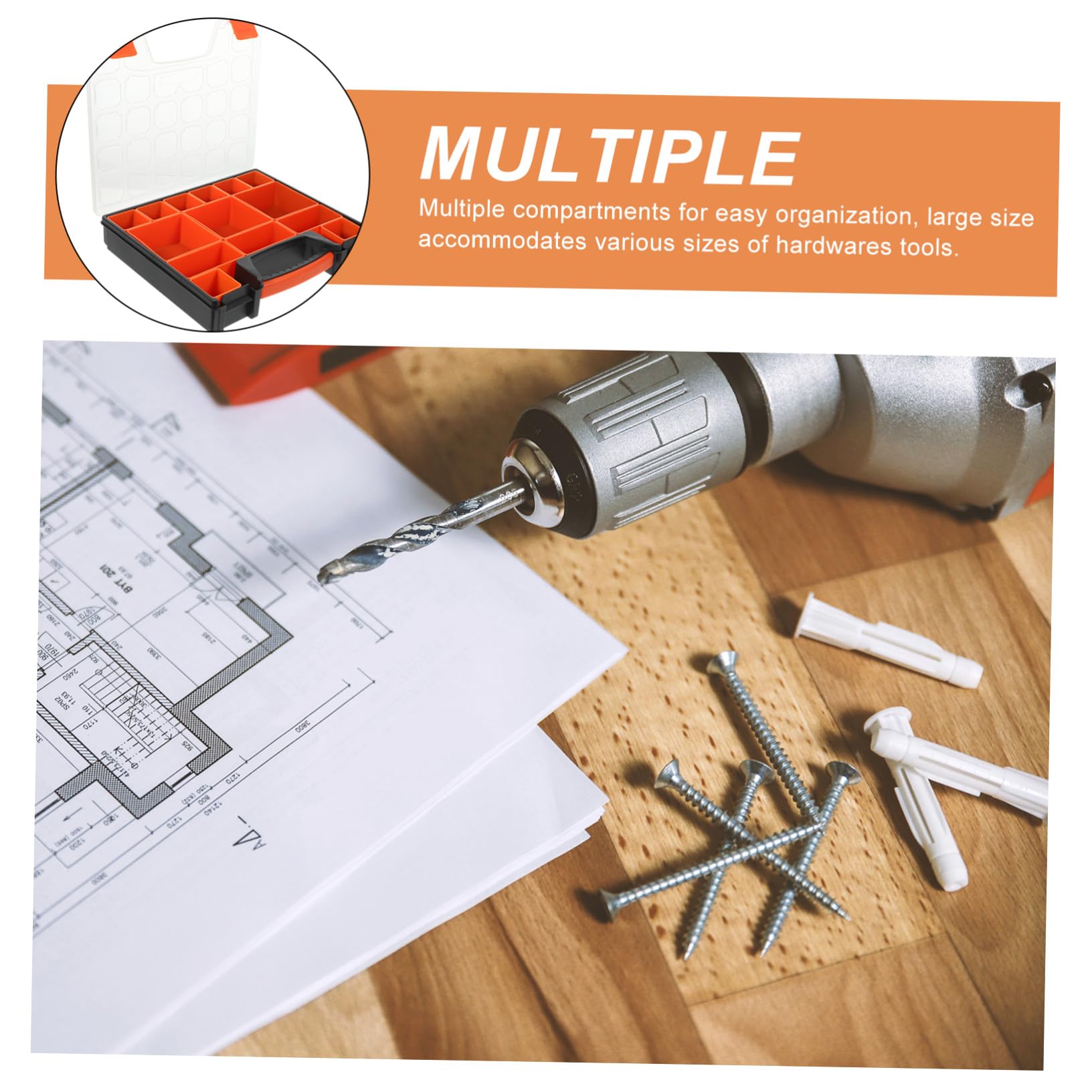 Scatola Portaoggetti in Plastica Trasparente con Scomparti Multipli Organizer Hardware per Bulloni e Piccoli Componenti Cassettiera Pratica per Stoccaggio Versatile