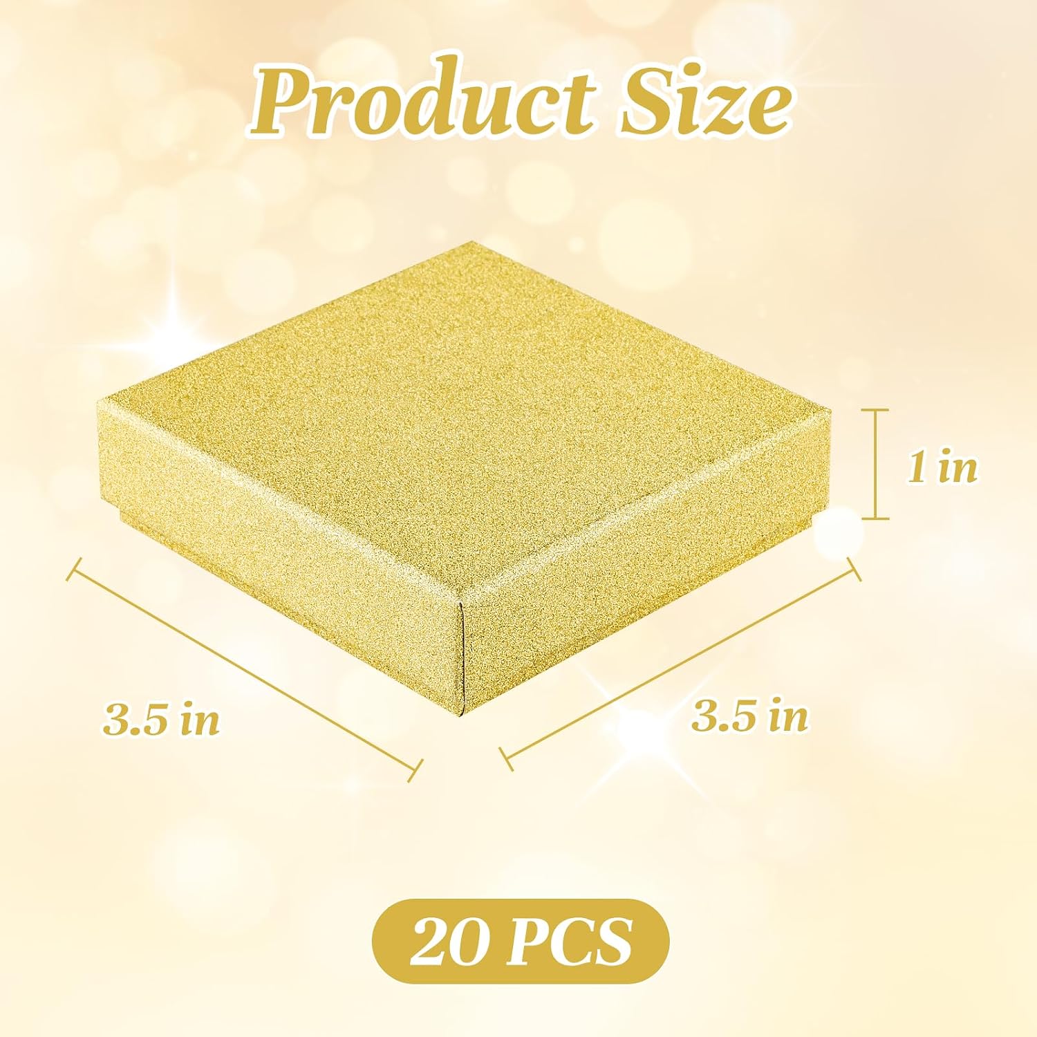 LumyHavver Jewelry Gift Boxes, 3.5x3.5x1 Inch, Double Panel Material Gift Box with Matte Finish for Birthdays, Christmas, or Parties Gift Packaging (Gold Glitter)