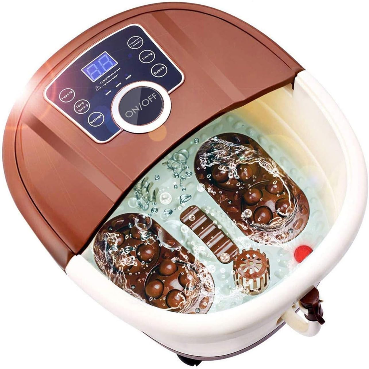 Foot Spa Bath Massager with Heat,16 Pedicure Spa Motorized Shiatsu Roller Massage Feet, Frequency Conversion, O2 Bubbles, Adjustable Time & Temperature,LED Display