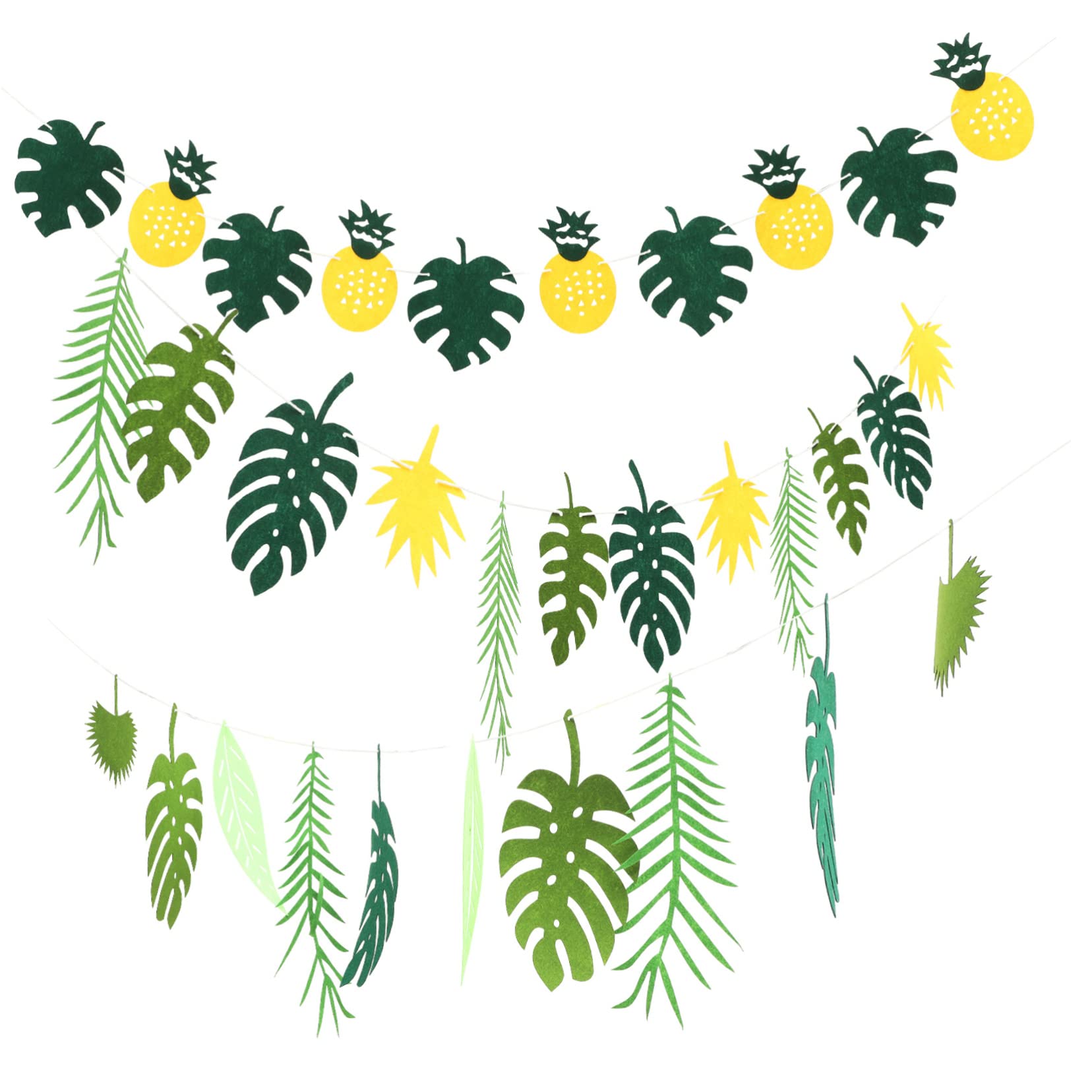 HANABASS 5sätze Tropisches Palmblätter Banner Teiliges Für Hawaiianische Themenpartys Inklusive Großer Und Kleiner Sowie Ananas-Design Aus Geruchlosem Filz Für Sommerfeste Und