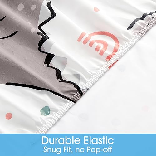 Miniatura 4 de BYSURE Juego de sábanas para cama individual para niños (Dinosaurio, gris), 3 piezas de sábanas de bolsillo profundo de ajuste fácil, ropa de cama
