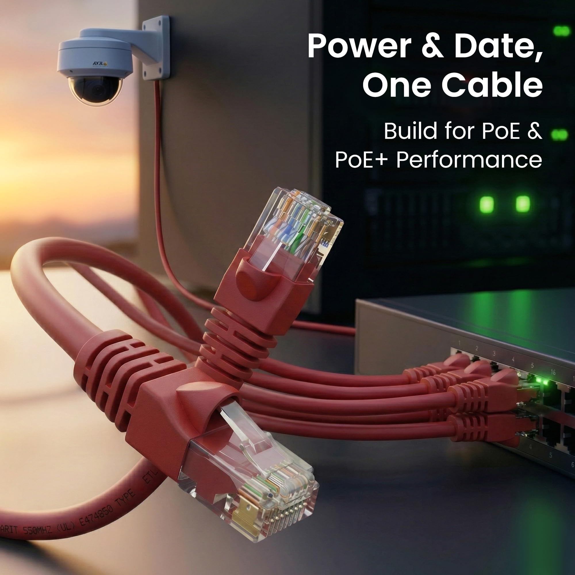Gearit, cavo Ethernet CAT6 da 15 m, con patch antigroviglio, cavo di rete LAN per computer, rosso Red 1 Foot (24-Pack)