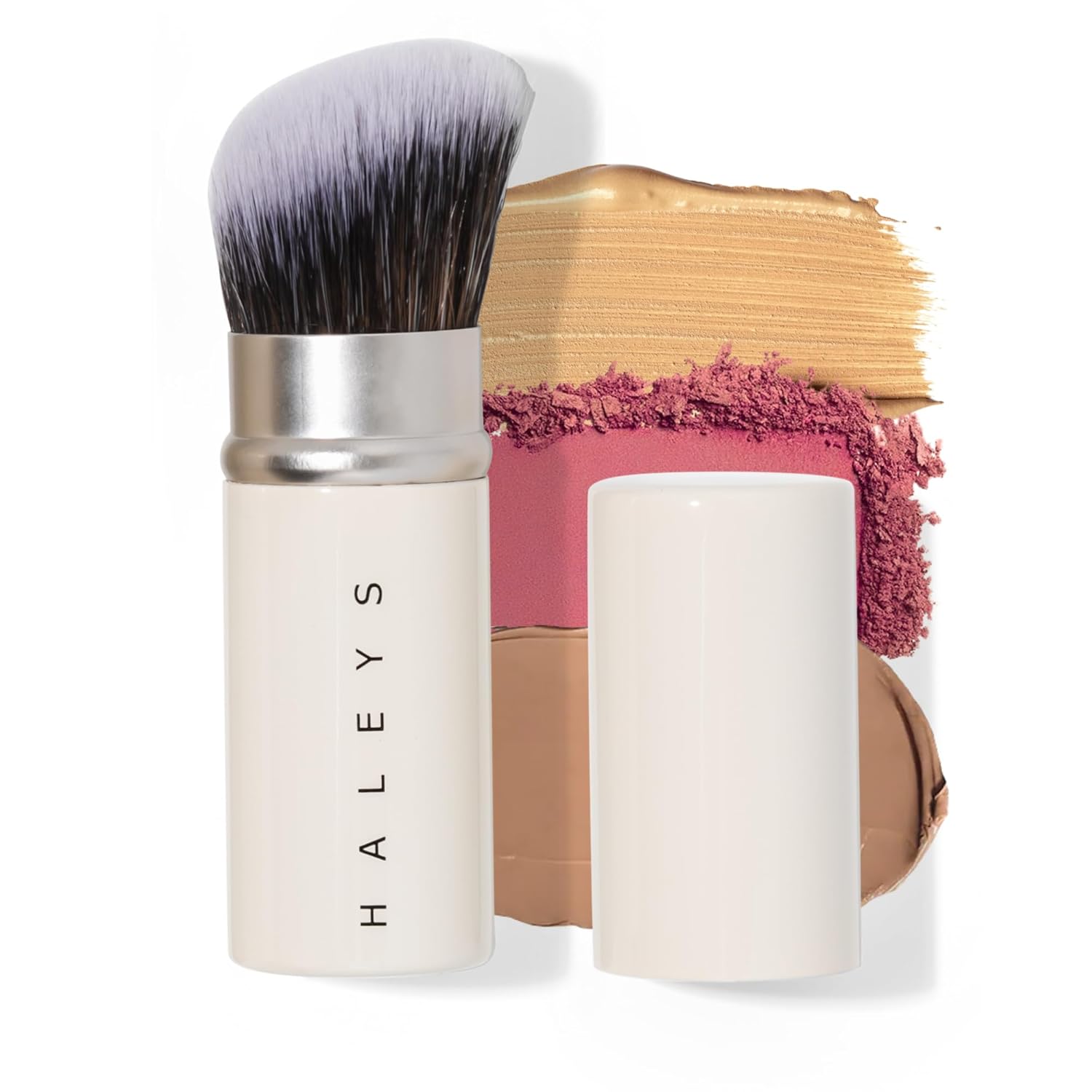 HALEYS Beauty Retractable Face Makeup Brush, Make Up Brush for Powder, Foundation, Bronzer & Blush, Mess-Free Design with Streak Free Airbrushed Finish, On the Go & Travel Friendly, Gifts for Women