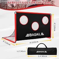 Poartă de fotbal BAGAIL 2 în 1 cu țintă de antrenament și geantă de transport, ușor de asamblat, 180x120 cm 2
