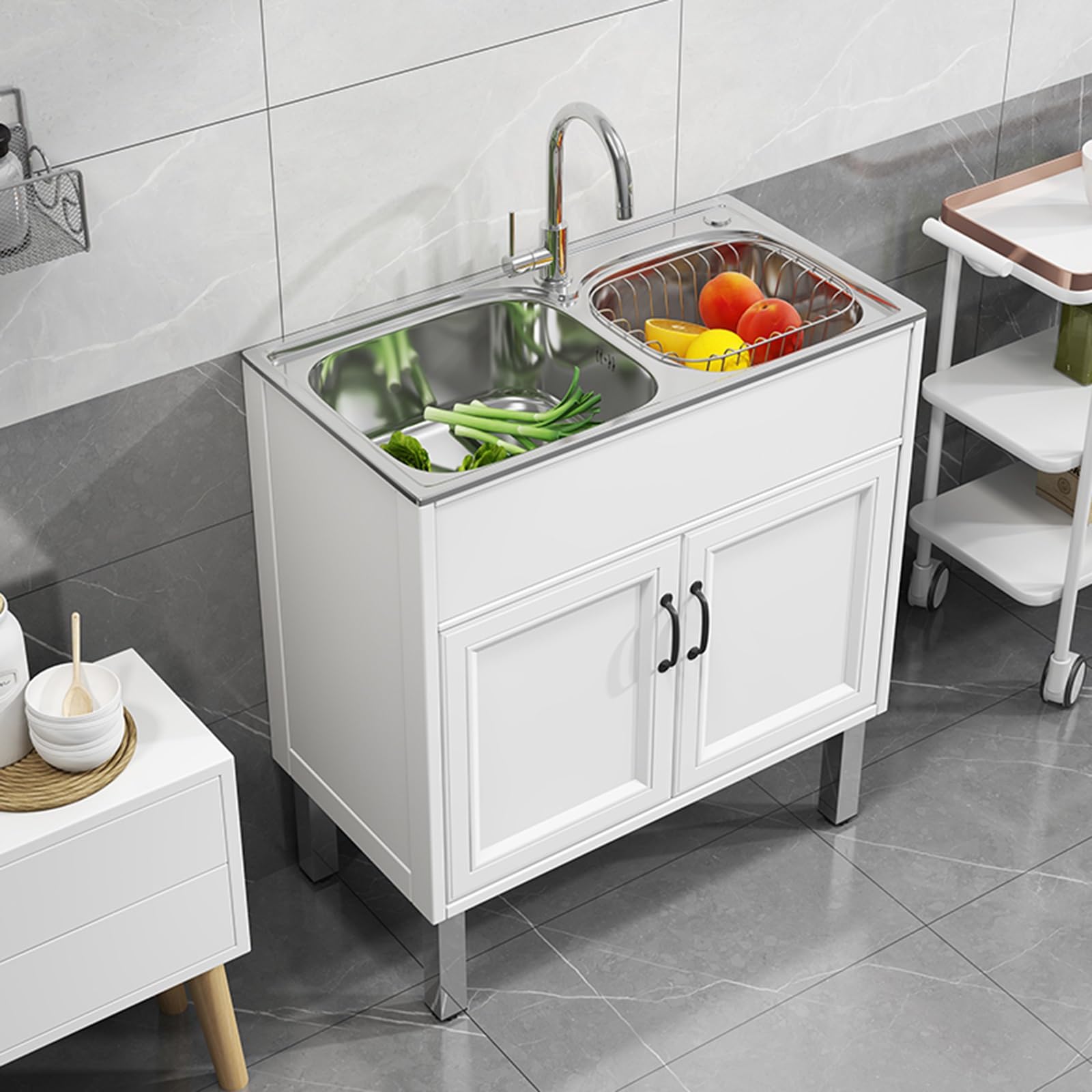 ROVSUN Edelstahl Unterbau-Küchenspüle – 81,3 X 48,3 X 25,4 Cm, Einzelbecken, Tiefe Schüssel, Für Gewerbe & Haushalt