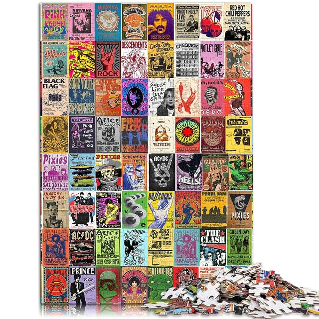 Rompecabezas Collage Vintage Rompecabezas de 1000 Piezas para Adultos y niños Edad 12 años Rompecabezas…