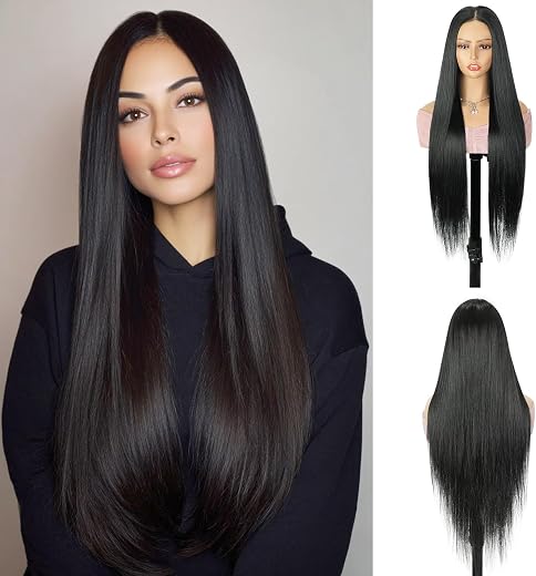 Creamily 5x5 Straight Lace Front Wigs Wear and Go Glueless Wigs Pre Plucked Pre Cut Long Black Wig HD Lace Closure Wig 31 ...